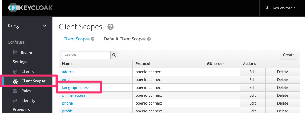 Keycloak scope creation